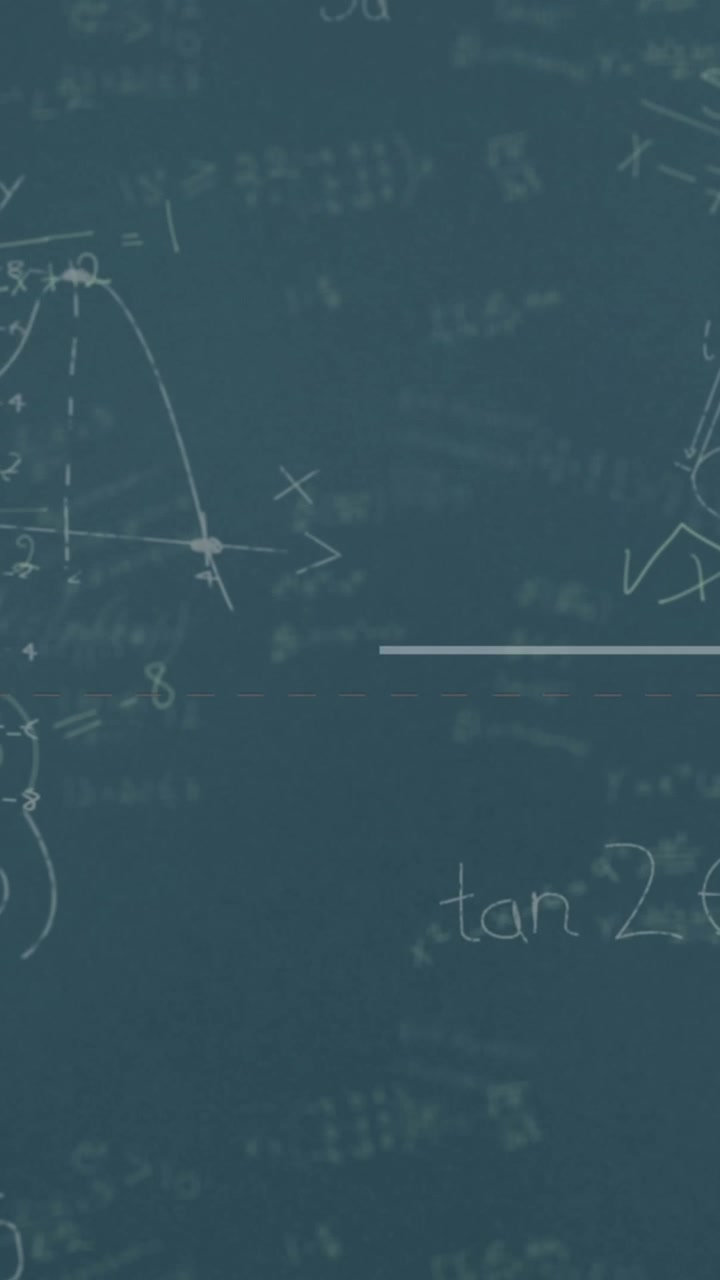 Animazione di elaborazione dati e equazioni matematiche su sfondo blu