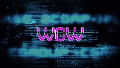 animación de texto y procesamiento de datos sobre fondo negro