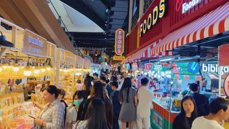 crowded market with vibrant stalls and shoppers