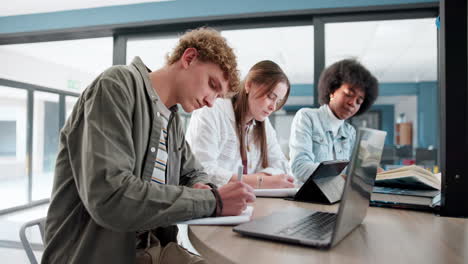 students studying together in a classroom
