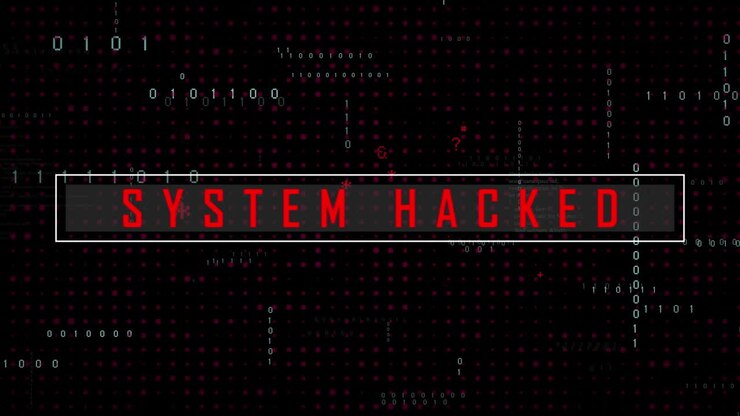 Animation of system hacked text data processing over black background