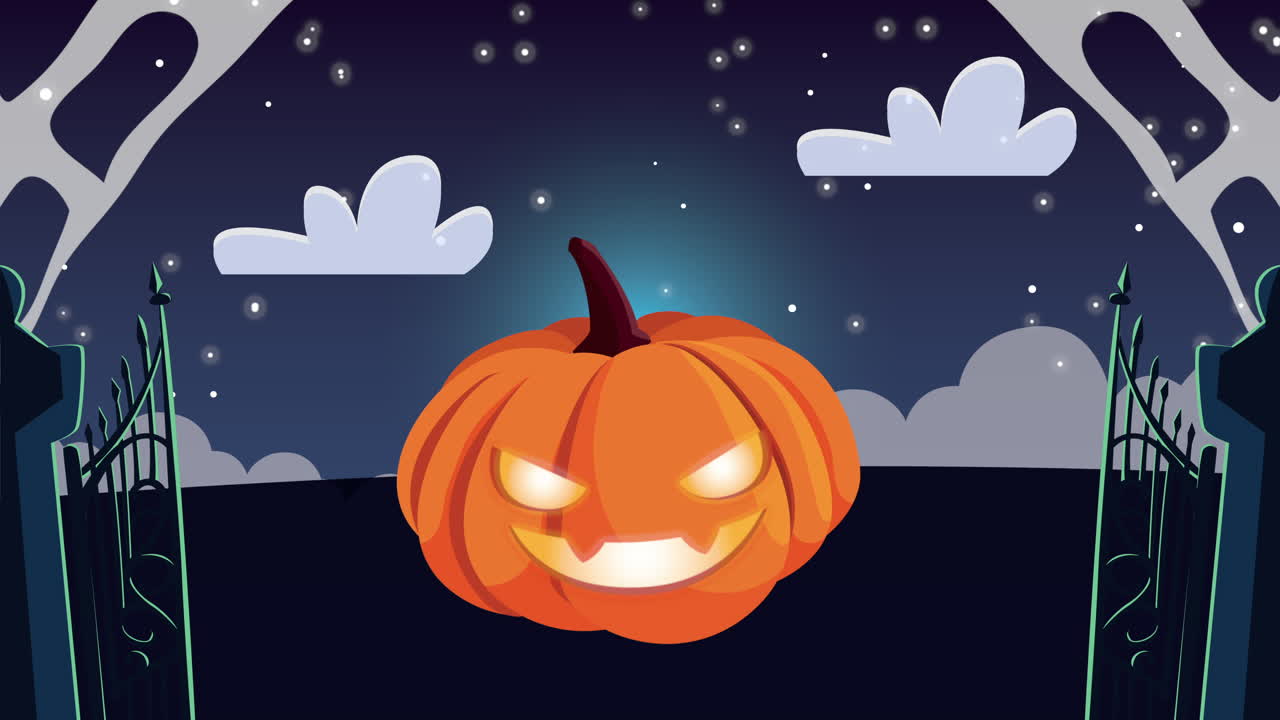 calabaza de halloween en las puertas nocturnas