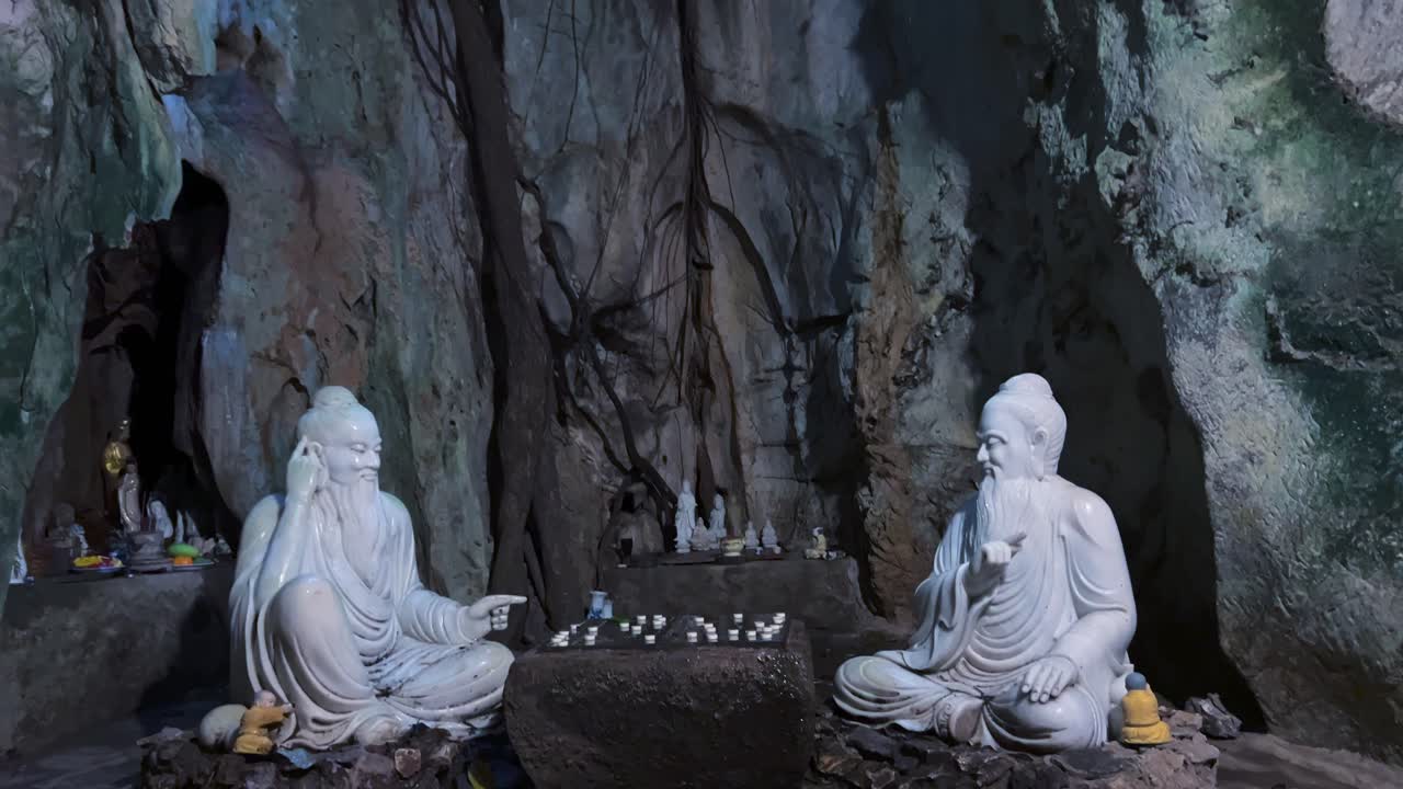 Buddha Statue at Marble Mountains, Da Nang, Vietnam, Asia - Pan Up Shot
