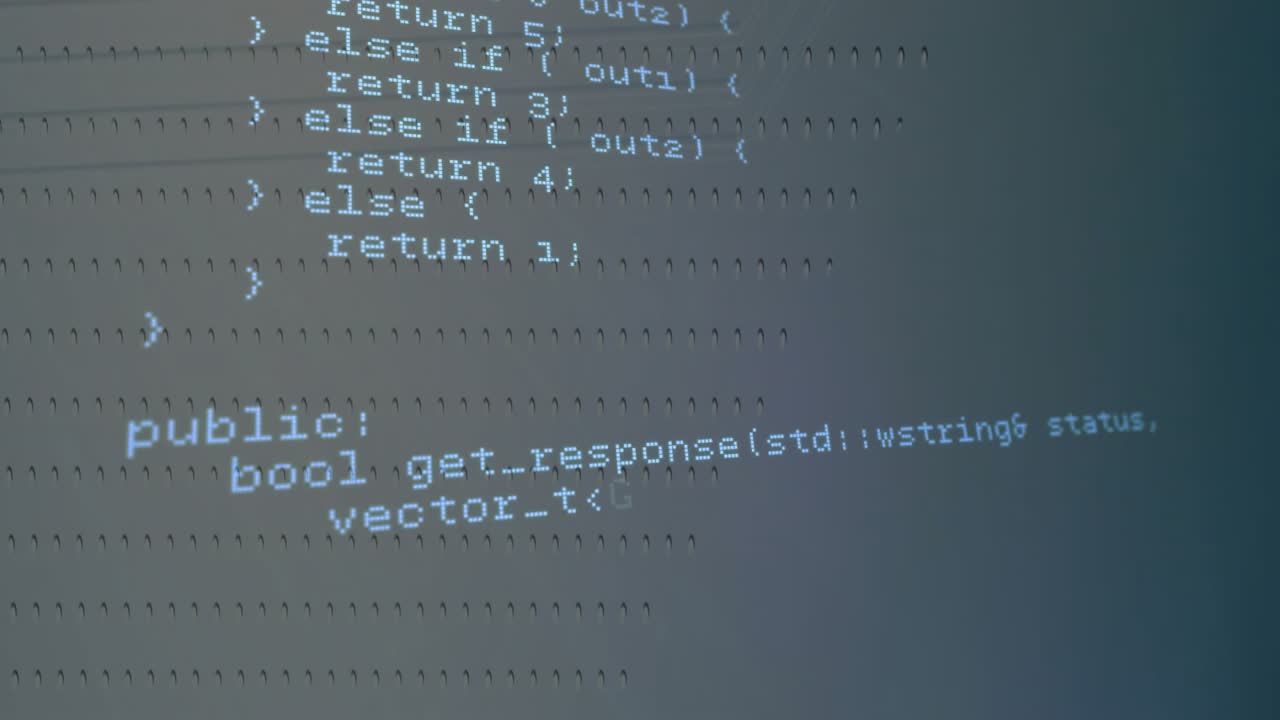 Startup camera tilting and panning down right while revealing C++ HTTP geometry code