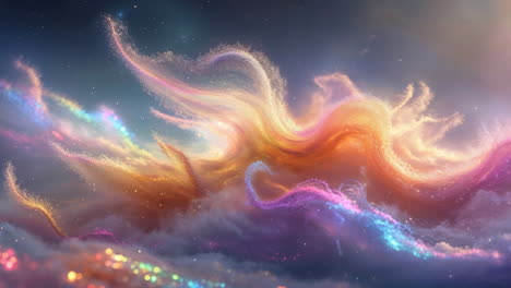 vibrant ethereal clouds with sparkling hues