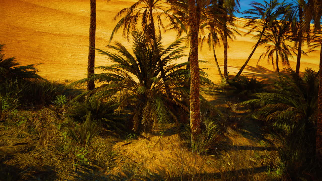 Desert Oasis with Palm Trees