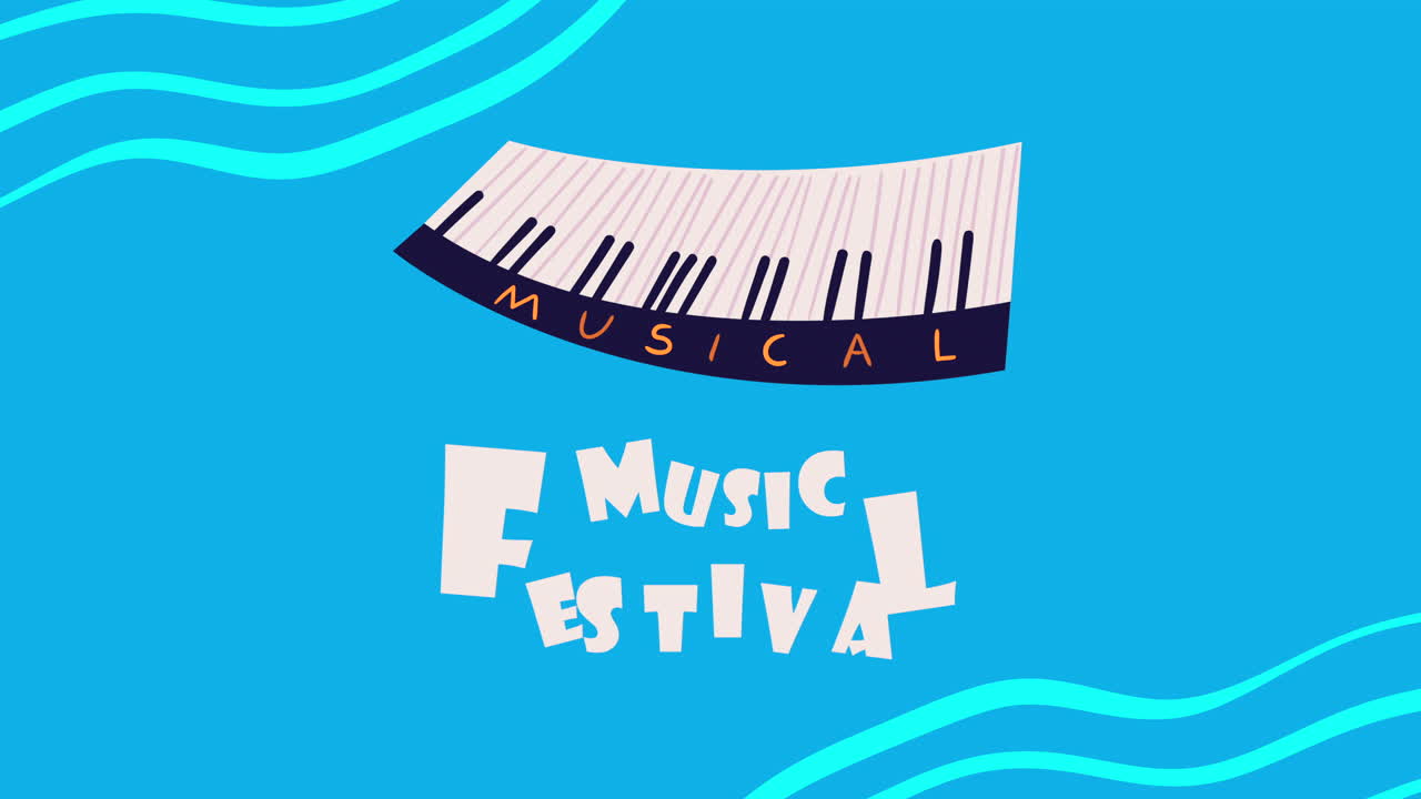 피아노 애니메이션과 함께 음악 축제 글자