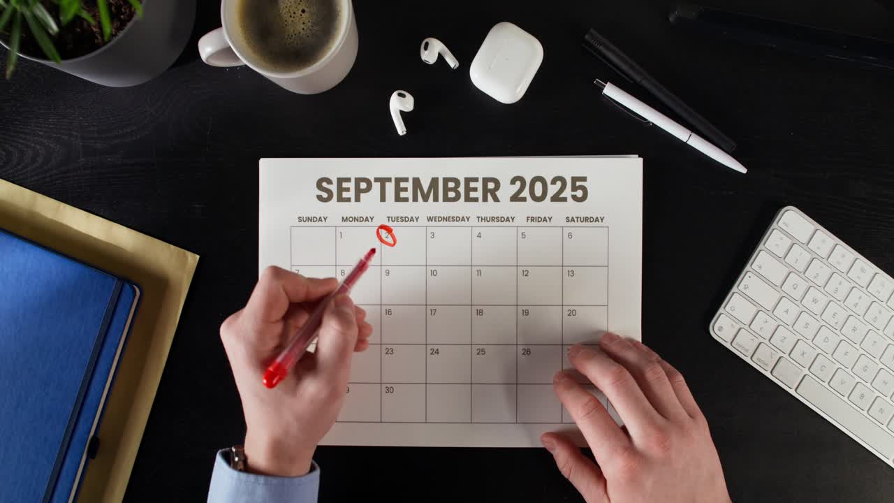 September 2025 Calendar on a Desk