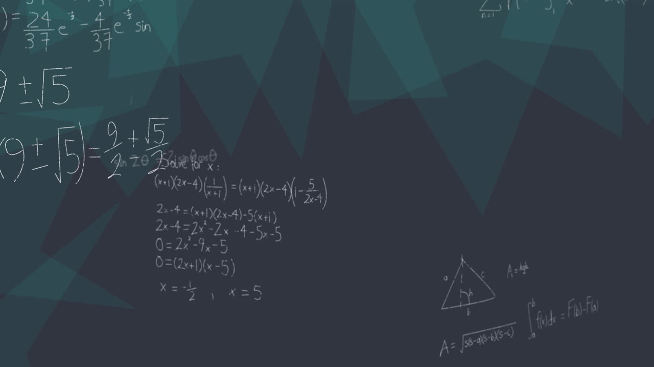 Animation of mathematical equations on black background