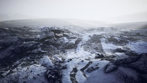 Antarctic-mountains-with-snow-in-fog