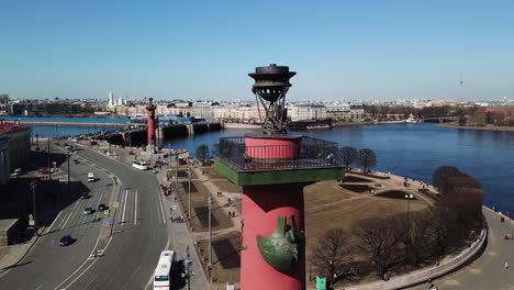 rostral columns in st. petersburg, russia