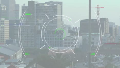 animation of data processing over cityscape