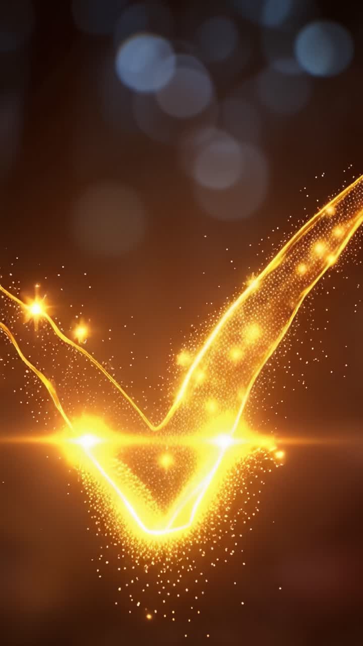 Una Trasformazione Ipnotizzante di un Segno di Spunta Dorato Luminoso Che Si Trasforma in un Design Nero Elegante e Raffinato, Catturando l'Essenza del Cambiamento e della Creatività.