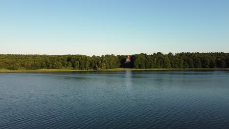 Large-forest-next-to-a-lake-in-Brandenburg,-Germany