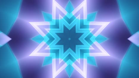 futuristic, sleek and modern seamless looping kaleidoscope corridor background - hypnotic state of mind and minimalistic cyber neon star cyan - relaxing melodic psychill, time lapse chillout vj music