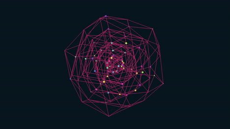 the image features a geometric shape composed of intersecting lines forming a circular pattern with dots placed along the lines