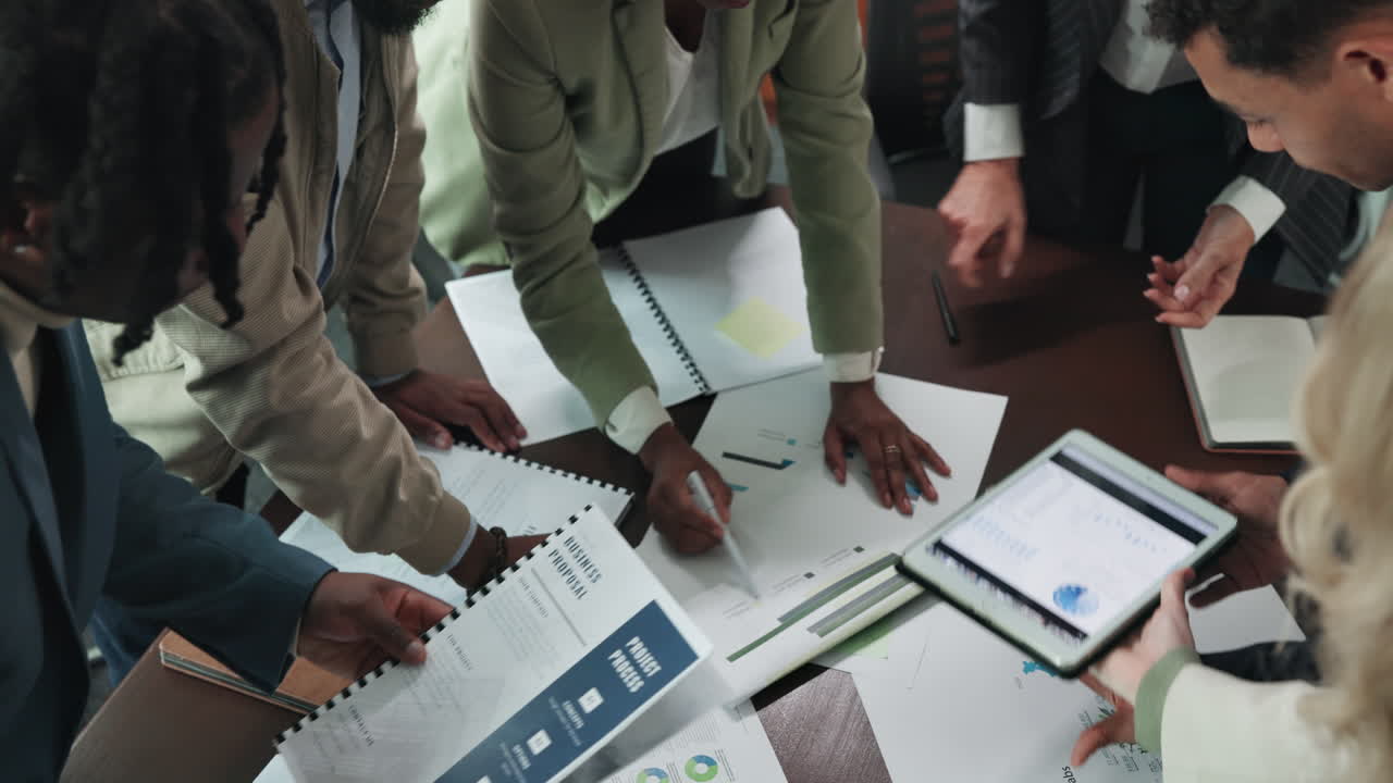Business team collaborating and planning at a meeting