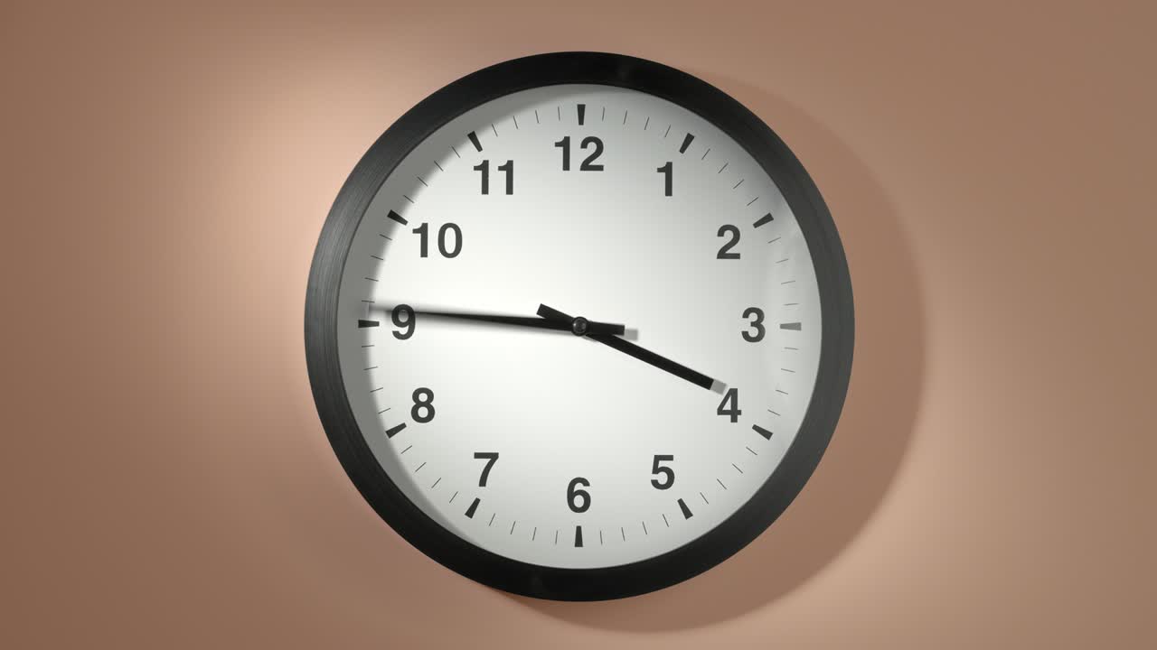 Clock Face on Cream Beige Wall in Time Lapse