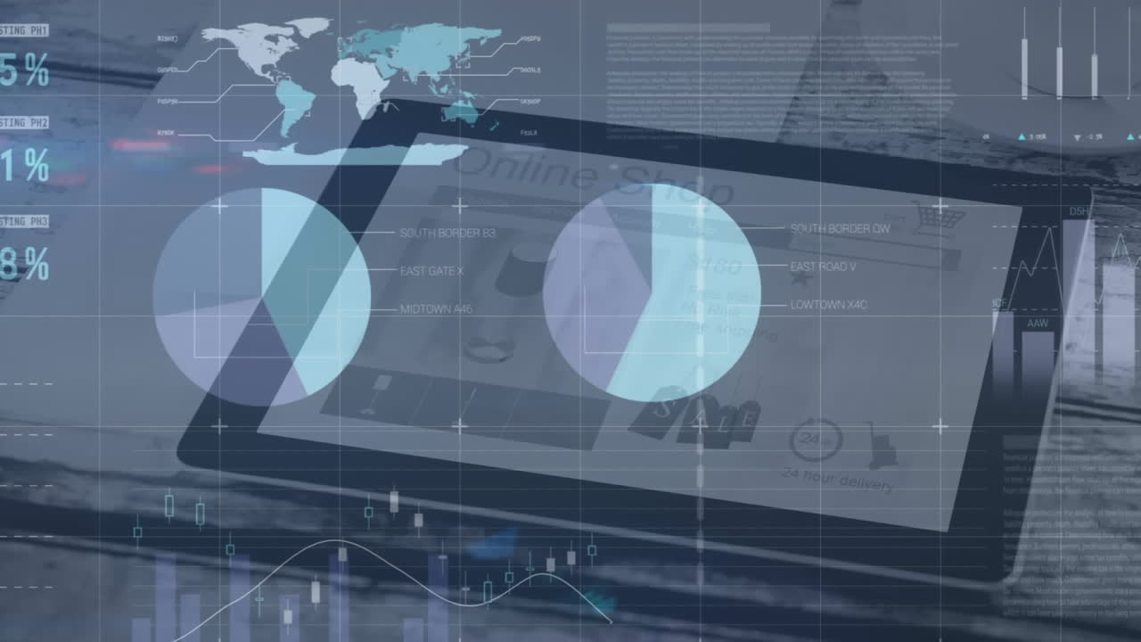 Animation of data processing with statistics over tablet