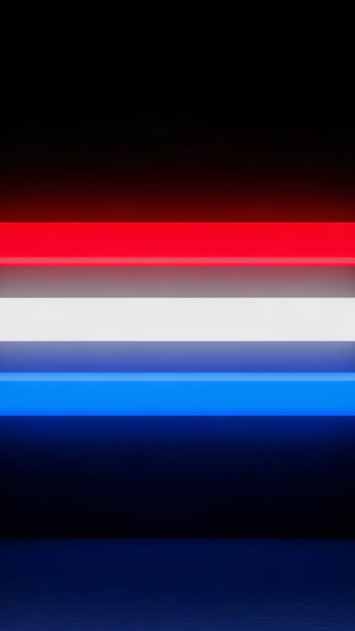 Vertical video: Clip beginning featuring three neon bars glowing on black backdrop, abstract design