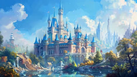 enchanted autumn castle landscape