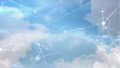 animation of network of connections over clouds