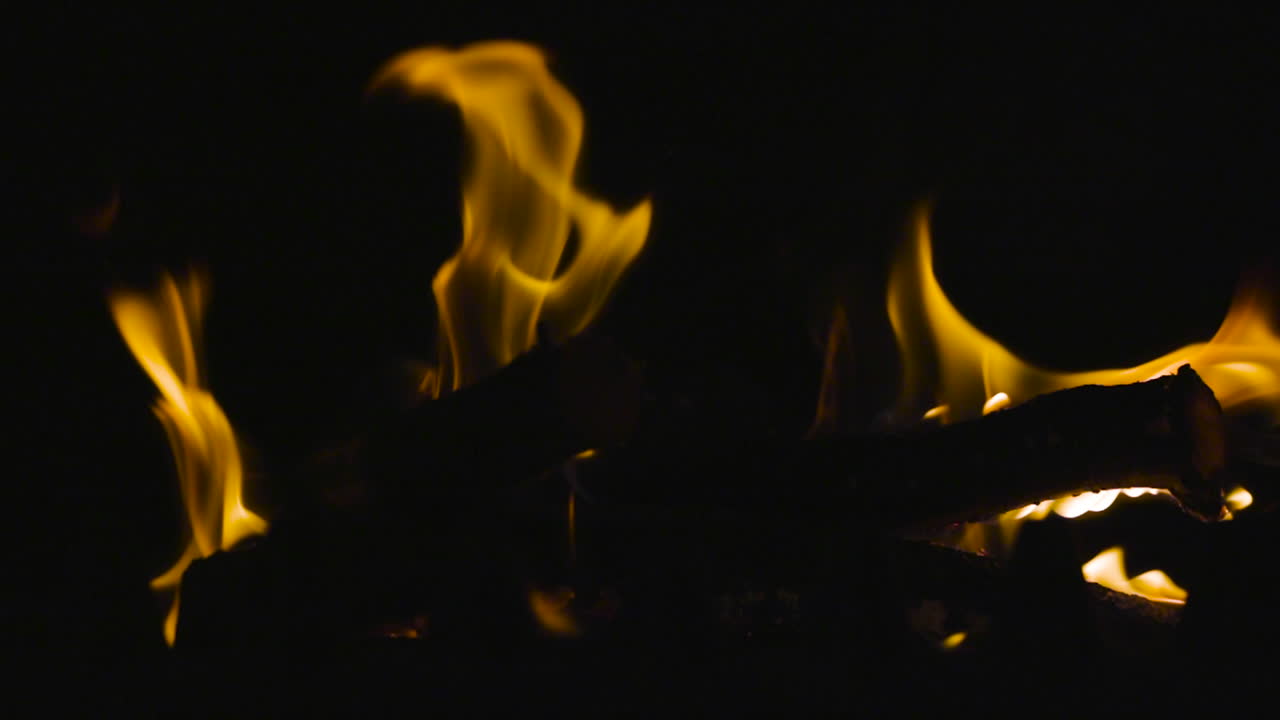Firewood burning in a fireplace