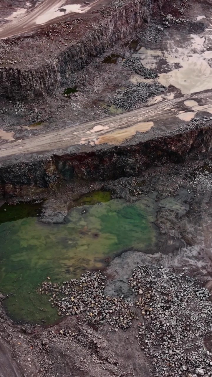 Aerial View of an Industrial Stone Quarry and Excavation Site