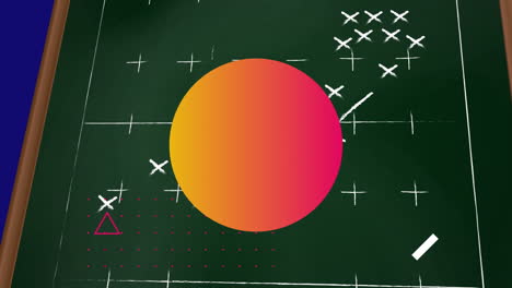 animación de formas naranjas sobre el plan de partido en fondo azul