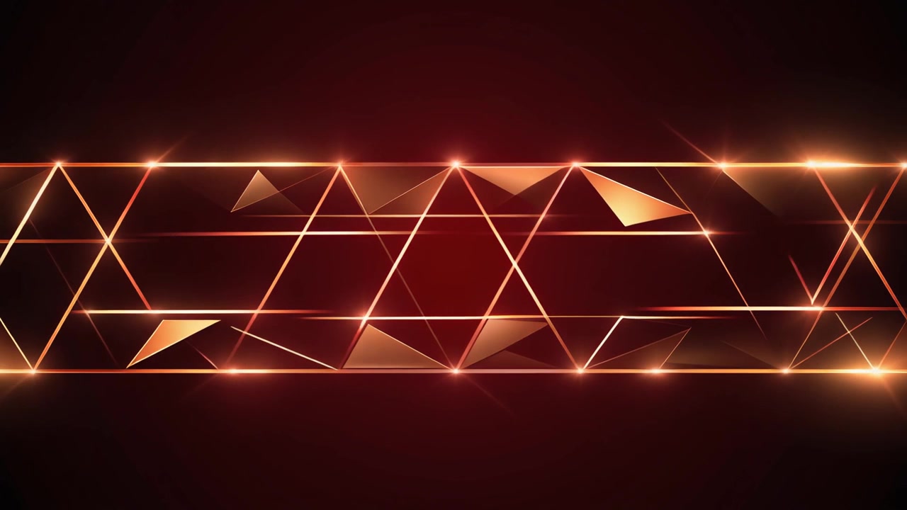 Abstract Geometric Background with Glowing Red Light Lines and Triangles