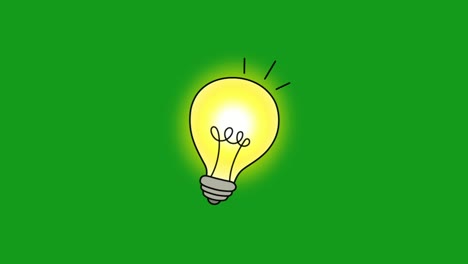 gráficos de movimiento de bombilla brillante con fondo de pantalla verde
