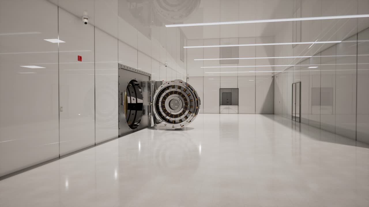 Bank Vault Door Open with Rows of Gold Bars Inside