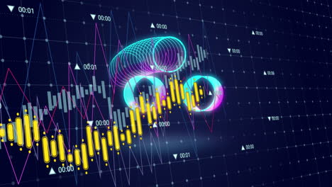 animación del procesamiento de datos sobre formas