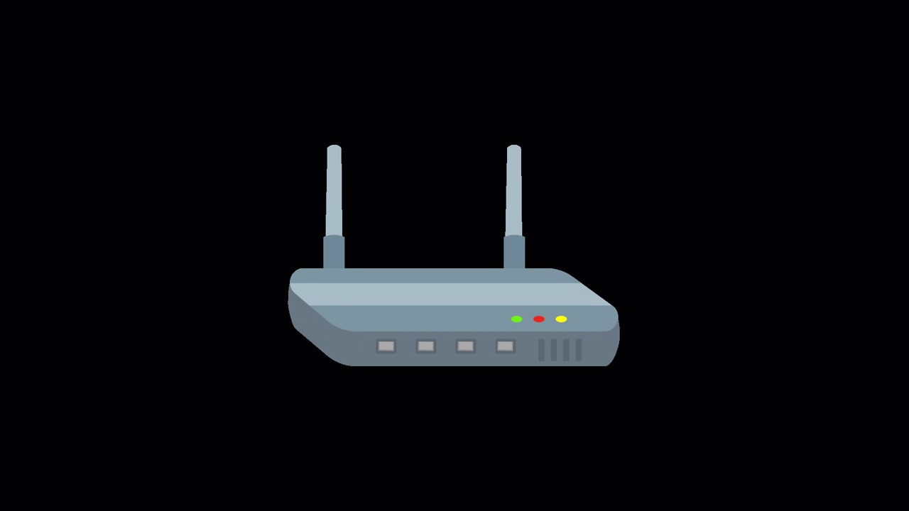 Illustrazione Animata di un Router Wi-Fi con Luci Lampeggianti