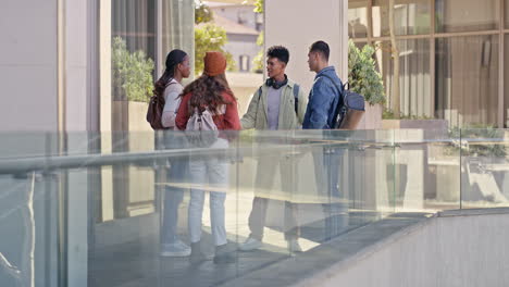 group of students gathering on college campus
