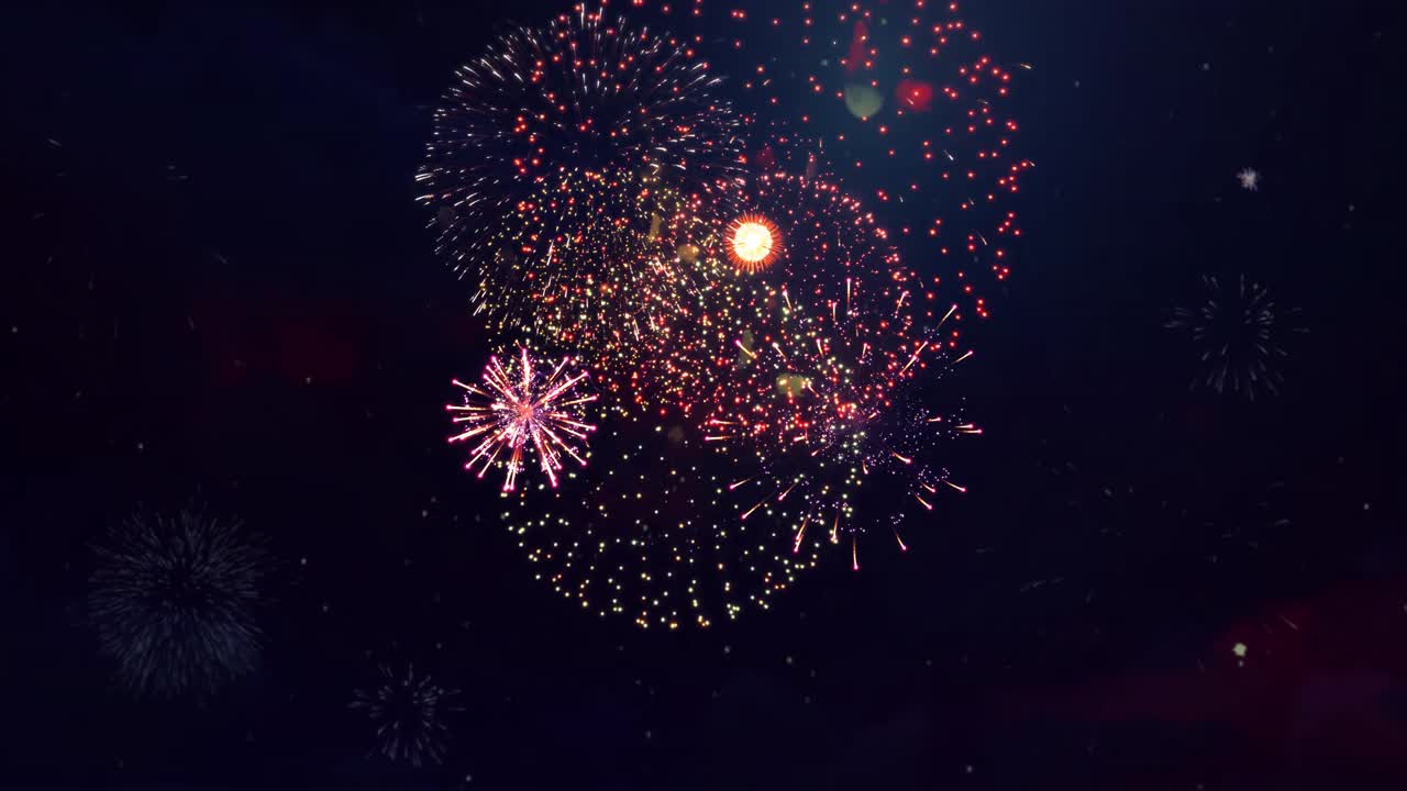 Beautiful fireworks colorful grandiose lights loop animation background birthday anniversary