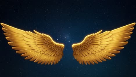 A Stunning Visual of Golden Wings Against a Starry Background, Capturing the Essence of Freedom, Transformation, and Spiritual Ascension in an Enchanting Display
