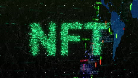 the nft text animation over data processing depicts the scope scanning and financial data processing