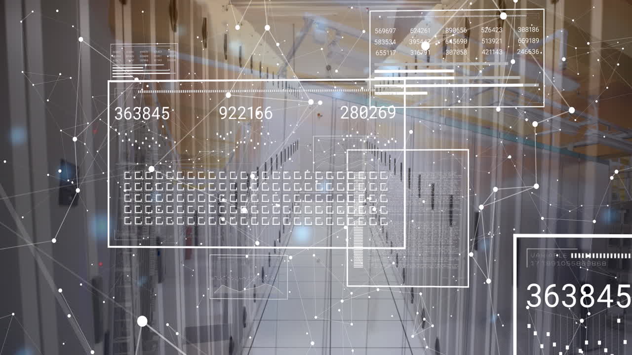 анимация обработки данных через компьютерные серверы