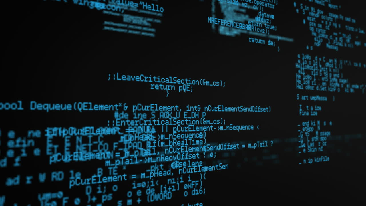 Animation of purple shooting star and data processing over black background