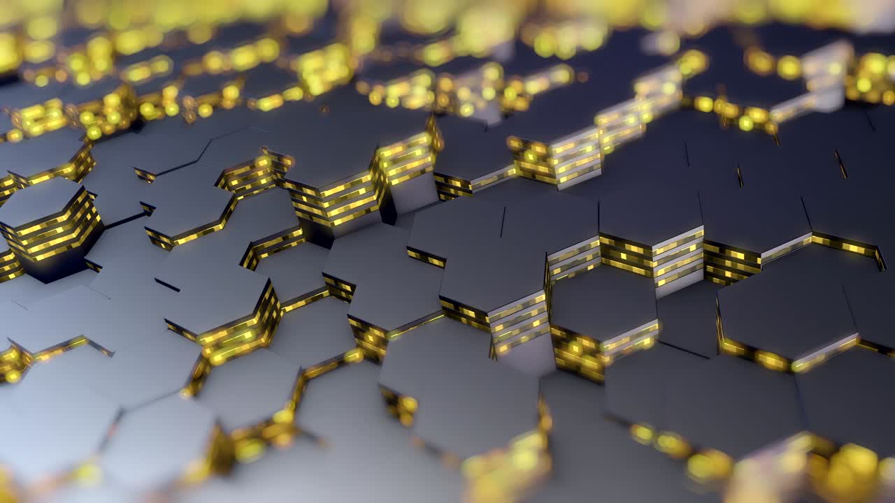 hexágonos abstractos fondo de movimiento aleatorio, animación de bucle 3d en 4k.