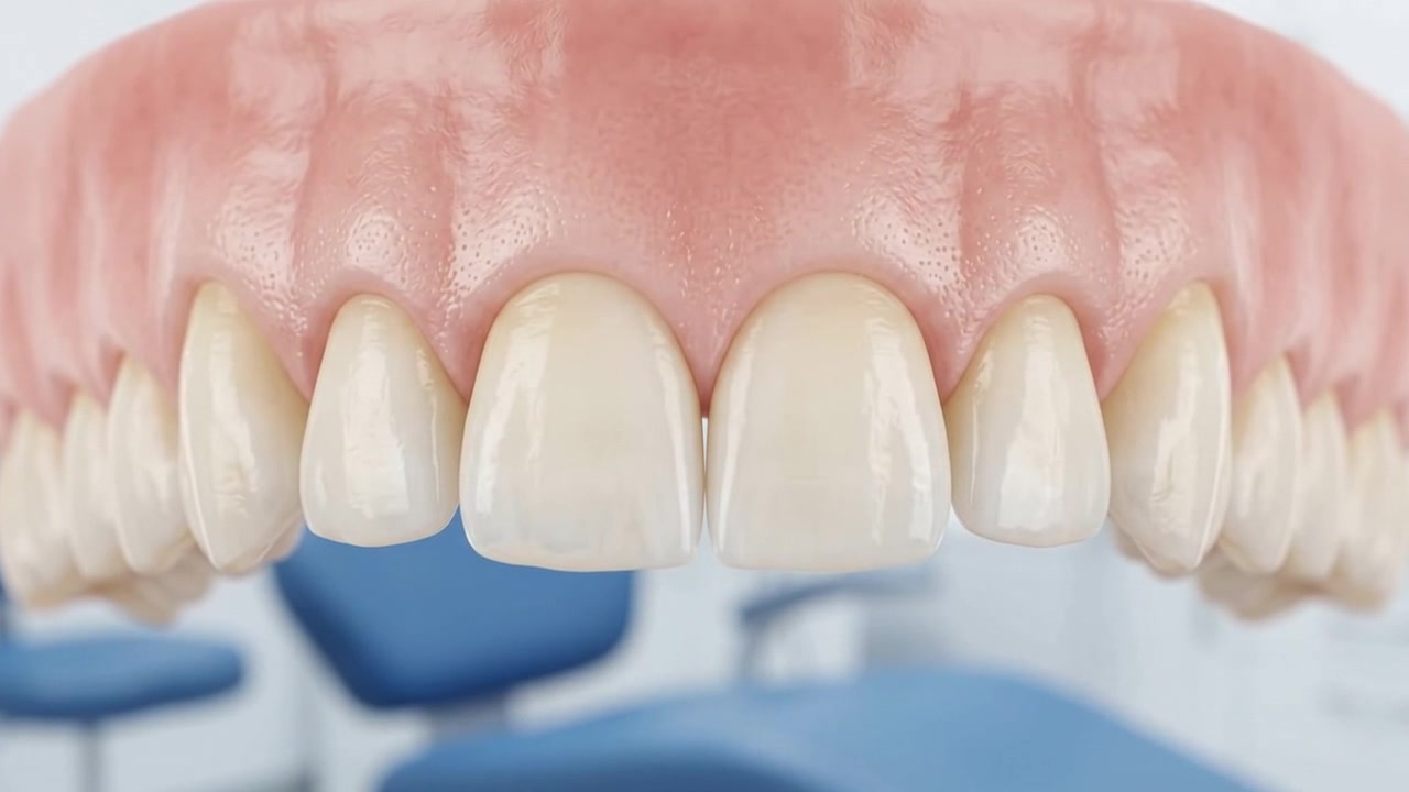 Close-up of Human Teeth and Gums in Dental Office