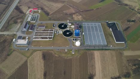 water treatment plant. waste water separation tanks. recycling.