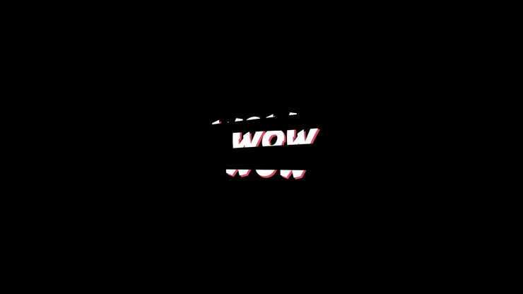 Word wow written in white and red lines going through it.