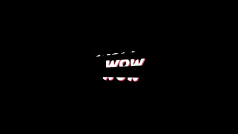 Word wow written in white and red lines going through it.