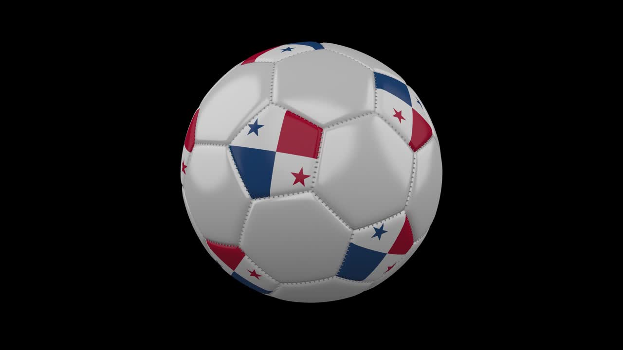 pelota de fútbol con bandera de panamá, 4k con alfa, bucle