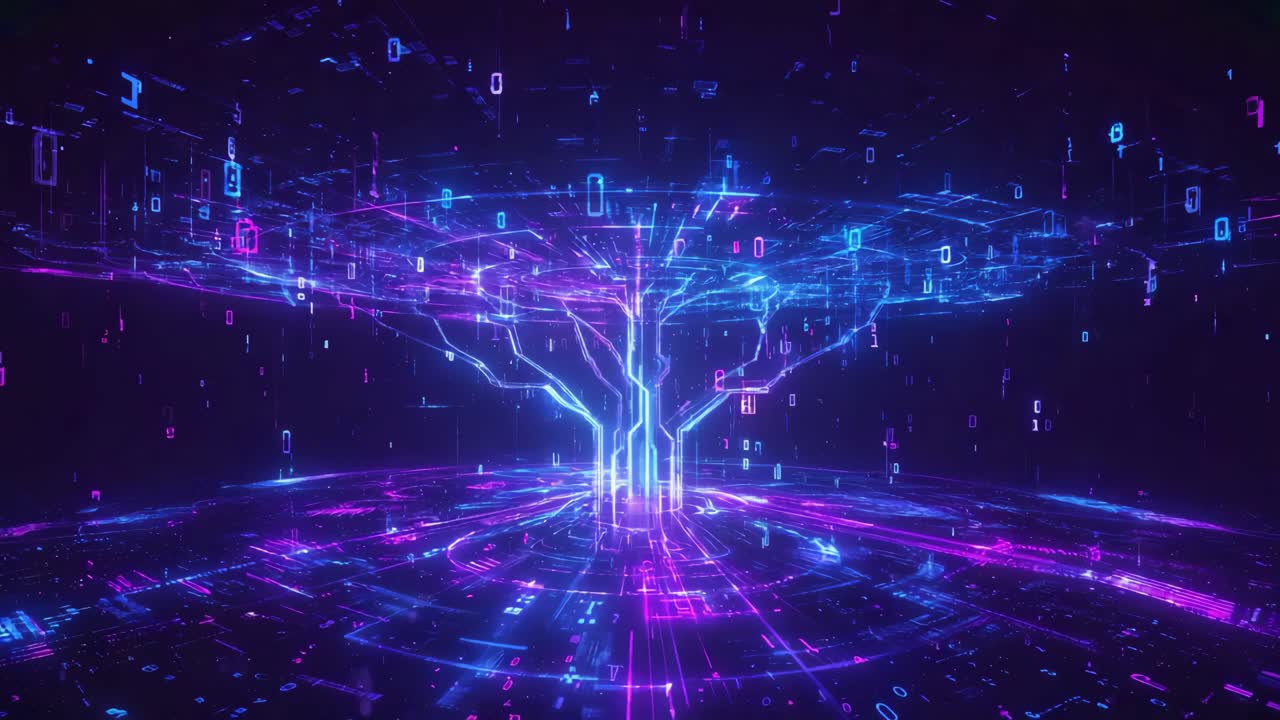 Futuristic digital tree of data and technology