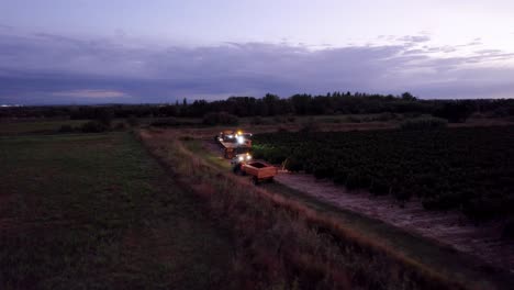 Aerial:-Farmers-harvesting-grapes-in-southern-France