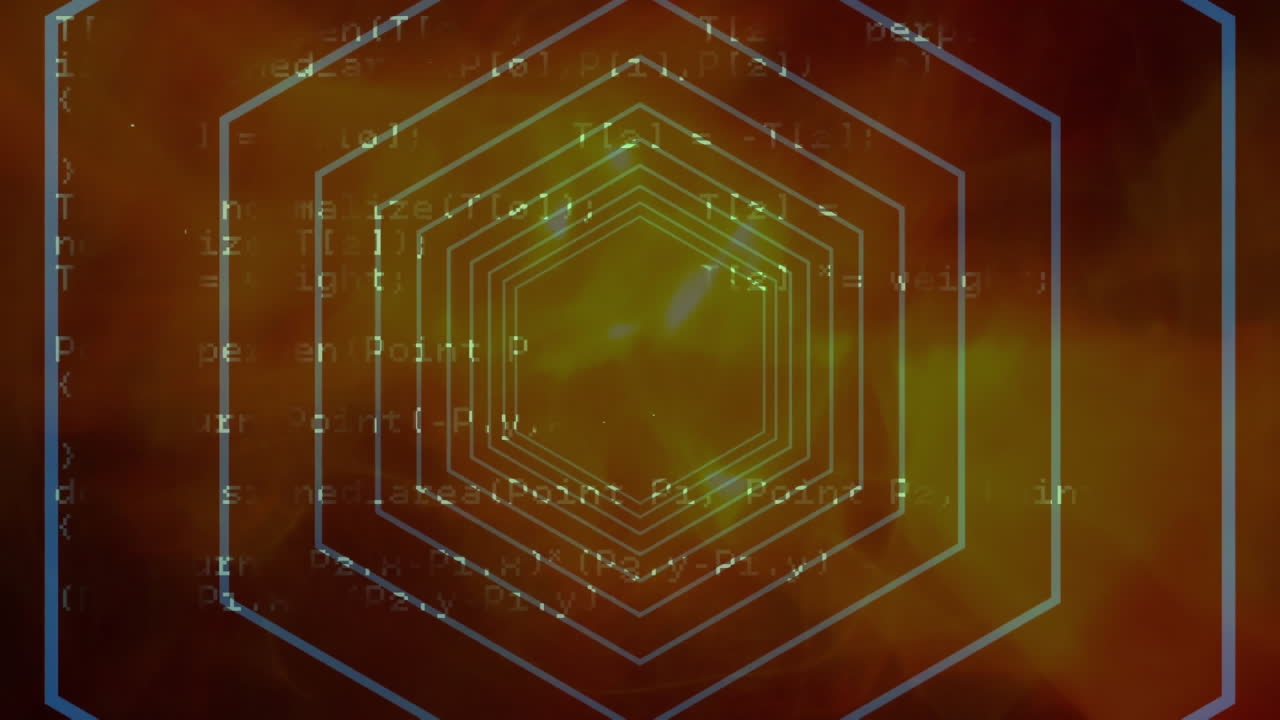 검은 바탕에 있는 데이터 처리 및 디지털 터널의 애니메이션