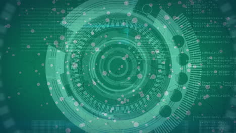 animación de puntos sobre el procesamiento de datos y círculos